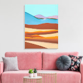 Woestijnlandschap in Rust Sinaasappel en Aqua Canvas Afdruk (Insitu (Woonkamer))