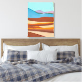Woestijnlandschap in Rust Sinaasappel en Aqua Canvas Afdruk (Insitu (Slaapkamer))