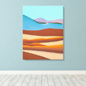 Woestijnlandschap in Rust Sinaasappel en Aqua Canvas Afdruk (Insitu (Houten vloer))