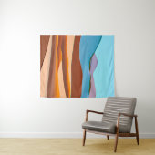 Woestijnlandschap in Rust Sinaasappel en Aqua Wandkleed (In Situ (horizontaal))