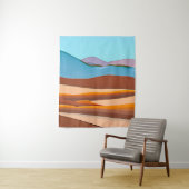 Woestijnlandschap in Rust Sinaasappel en Aqua Wandkleed (In situ)