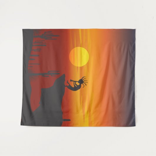 Woestijnlandschap Kokopelli Sunset Wandkleed (Voorkant (horizontaal))