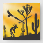 Woestijnlandschap Kokopellis Square Wall klok (Voorkant)