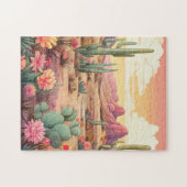 Woestijnlandschap met cactus en bloemen legpuzzel (Horizontaal)