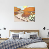 Woestijnlandschap met Cactus en Old Road Canvas Afdruk (Insitu (Slaapkamer))