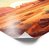 Woestijnlandschap met cactus scène foto afdruk (Hoek)