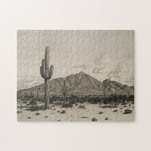 Woestijnlandschap met Cactus Scene Puzzle Legpuzzel (Horizontaal)