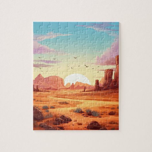 Woestijnlandschap met Cactus Scene Puzzle Legpuzzel (Verticaal)