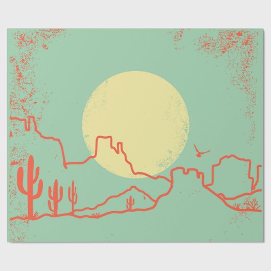  woestijnlandschap met Cactuses en Canyon. Cadeaupapier (Vlak)