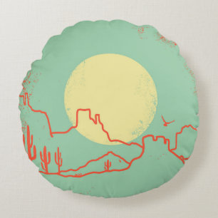  woestijnlandschap met Cactuses en Canyon. Rond Kussen