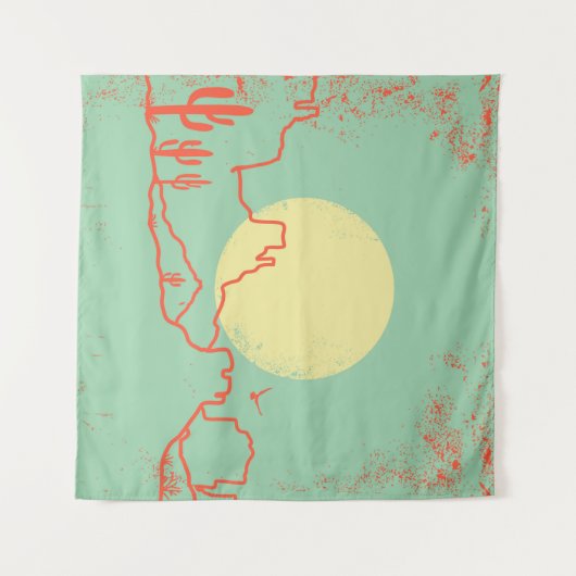  woestijnlandschap met Cactuses en Canyon. Wandkleed (Voorkant (horizontaal))