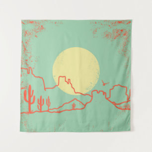  woestijnlandschap met Cactuses en Canyon. Wandkleed
