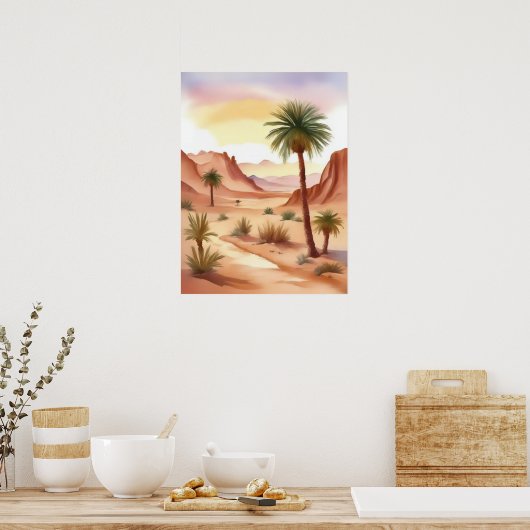 Woestijnlandschap met dadelpalmen poster (Keuken)