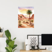 Woestijnlandschap met dadelpalmen poster (Thuiskantoor)