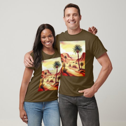 Woestijnlandschap met dadelpalmen t-shirt (Unisex)