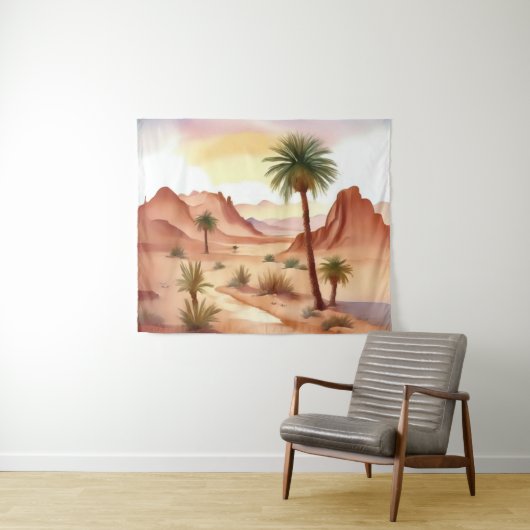 Woestijnlandschap met dadelpalmen wandkleed (In Situ (horizontaal))