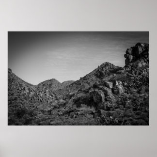 woestijnlandschap met graffiti poster