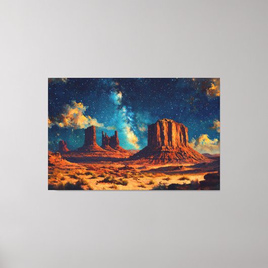 Woestijnlandschap met torenhoge zandsteenformatie canvas afdruk (Voorkant)