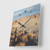 Woestijnlandschap met Waving Shadow Foto Vierkante Klok (Hoek)