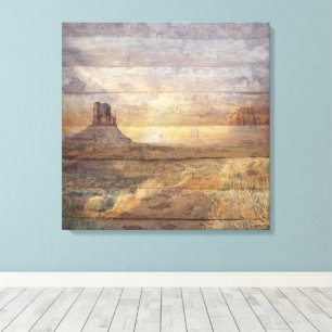 Woestijnlandschap Monument Valley En Bewolkte Luch Canvas Afdruk