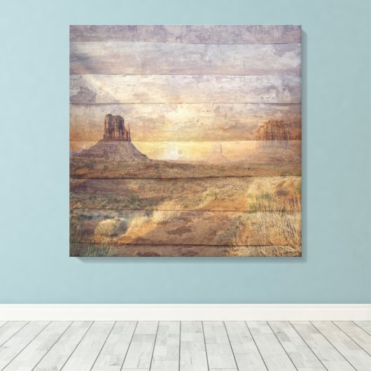 Woestijnlandschap Monument Valley En Bewolkte Luch Canvas Afdruk (Insitu (Houten vloer))