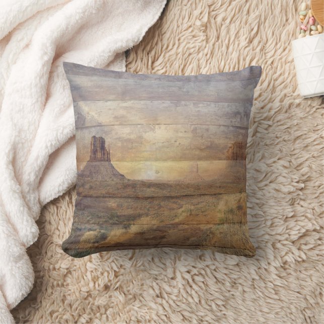 Woestijnlandschap Monument Valley en bewolkte luch Kussen (Deken)