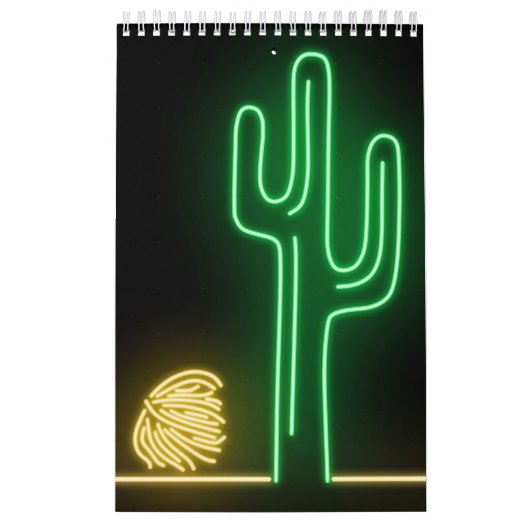 Woestijnlandschap Neon Bord Kalender (Hoes)