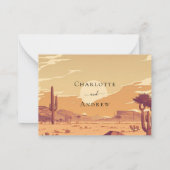 Woestijnlandschap retro bruiloft reactie RSVP Notitiekaartje (Achterkant)