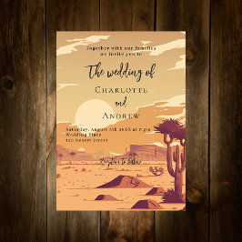 Woestijnlandschap retro terracotta bruiloft uitnodiging briefkaart