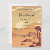 Woestijnlandschap retro terracotta luxe bruiloft kaart (Voorkant)