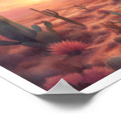 Woestijnlandschap Sequoia Cactus zonsopgang Poster (Hoek)