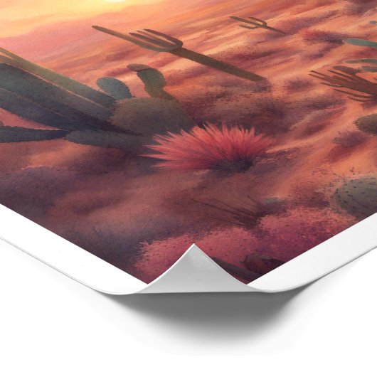 Woestijnlandschap Sequoia Cactus zonsopgang Poster (Hoek)