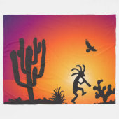 Woestijnlandschap Silhouette Kokopelli Fleece Deken (Voorkant (Horizontaal))