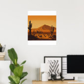 Woestijnlandschap Sunset  Poster (Thuiskantoor)