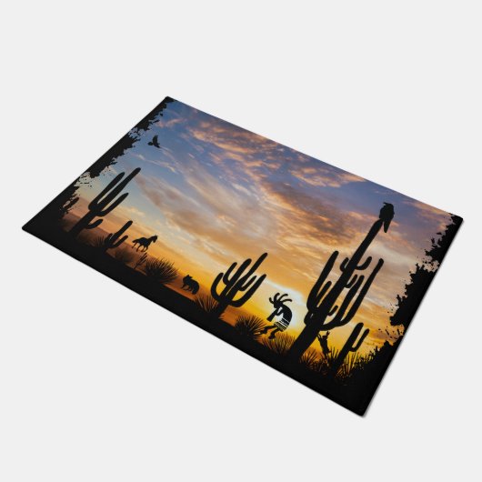 Woestijnlandschap Zuidwest Kokopelli Doormat Deurmat (Schuin)