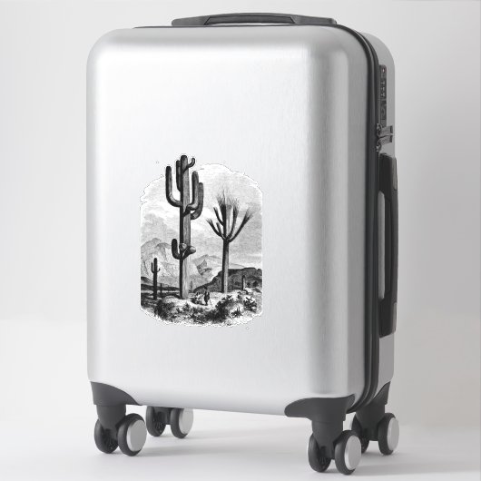 Woestijnlandschapscactus  inkttekening sticker (Koffer)