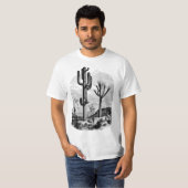 Woestijnlandschapscactus  inkttekening t-shirt (Voorkant volledig)