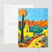 Woestijnlandschapskunst met Cactus Briefkaart (Voorkant / Achterkant)