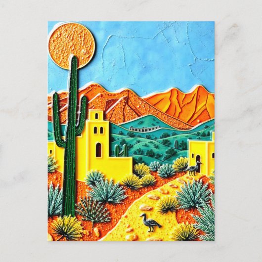 Woestijnlandschapskunst met Cactus Briefkaart (Voorkant)