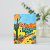 Woestijnlandschapskunst met Cactus Briefkaart (Staand voorkant)