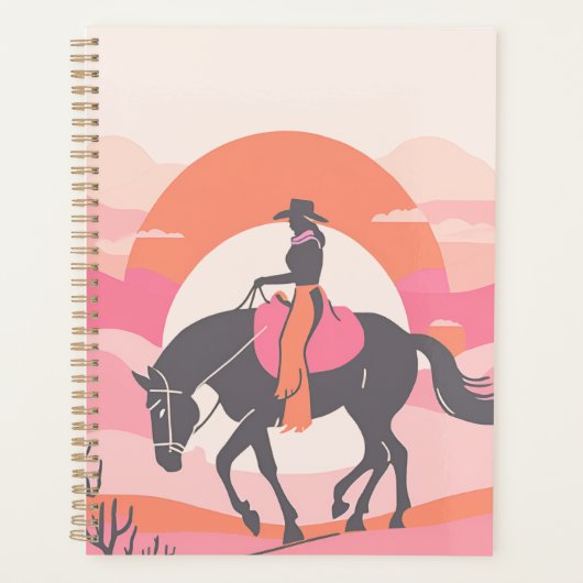 Woestijnlucht met cowgirl op haar paard planner (Voorkant)
