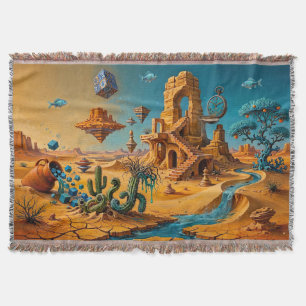 Woestijnluchtspiegeling Oker Oranje Teal Blauw Deken