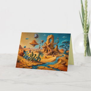 Woestijnluchtspiegeling Oker Oranje Teal Blauw Kaart