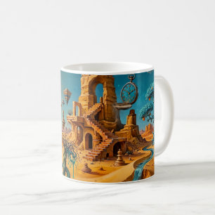 Woestijnluchtspiegeling Oker Oranje Teal Blauw Koffiemok
