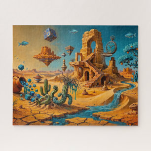 Woestijnluchtspiegeling Oker Oranje Teal Blauw Legpuzzel