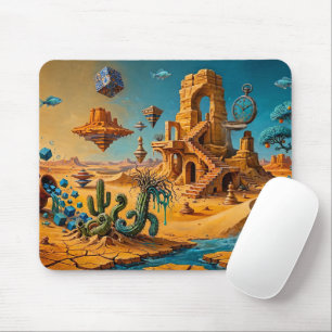 Woestijnluchtspiegeling Oker Oranje Teal Blauw Muismat