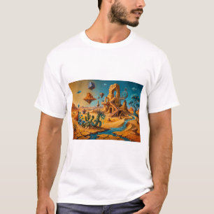 Woestijnluchtspiegeling Oker Oranje Teal Blauw T-shirt