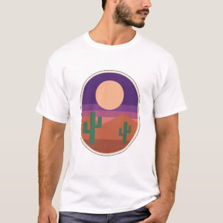 Woestijnmaan Retro Cactus Zuidwest Landschap T-shirt