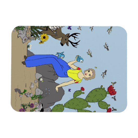 Woestijnmeisje en diermagnet magneet (Horizontaal)