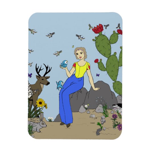 Woestijnmeisje en diermagnet magneet (Verticaal)
